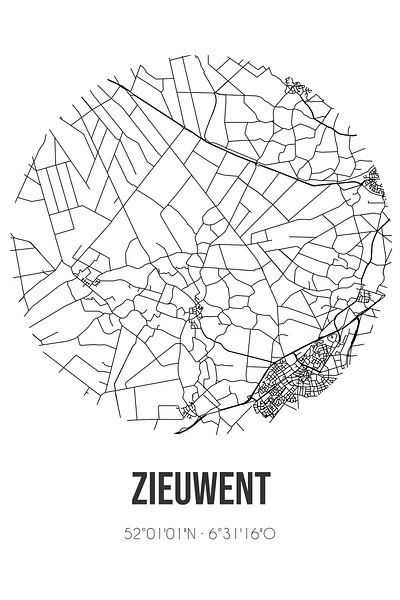 Zieuwent (Gelderland) | Map | Black and white by Prints of Place