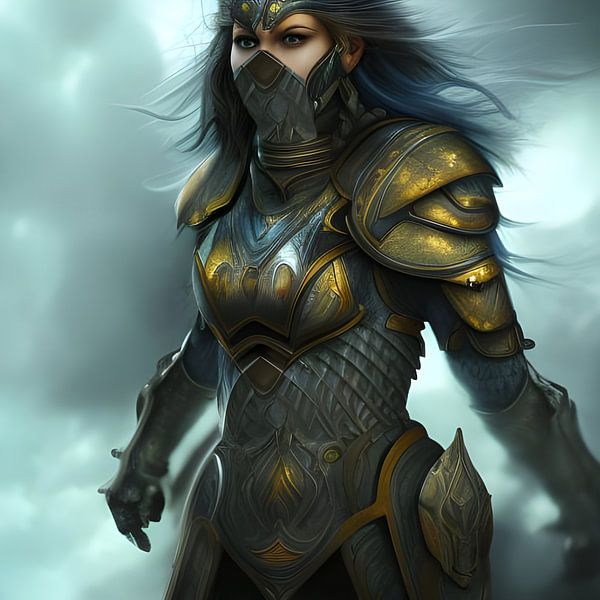 Fantasy warrior of the element water in armour by Babetts Bildergalerie