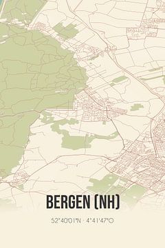 Vintage landkaart van Bergen (NH) (Noord-Holland) van Rezona