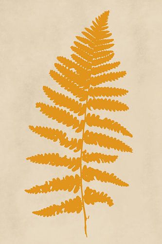 Moderne botanische kunst. Varen in geel op beige