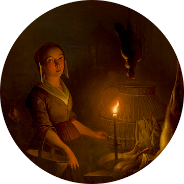 Dienstmeisje bij de poelier, Petrus van Schendel