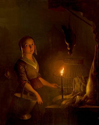 Dienstmeisje bij de poelier, Petrus van Schendel