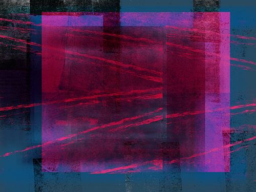 Beweging. Moderne abstracte kunst in blauw, paars, roze.