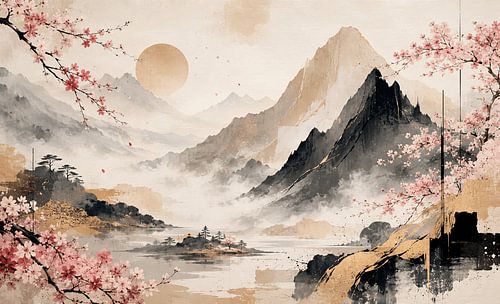 Les sommets dorés des cerisiers