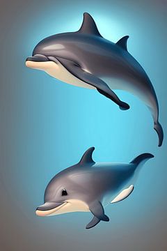 Twee leuke dolfijnen 3d illustratie van Laly Laura