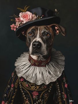 chien en robe victorienne