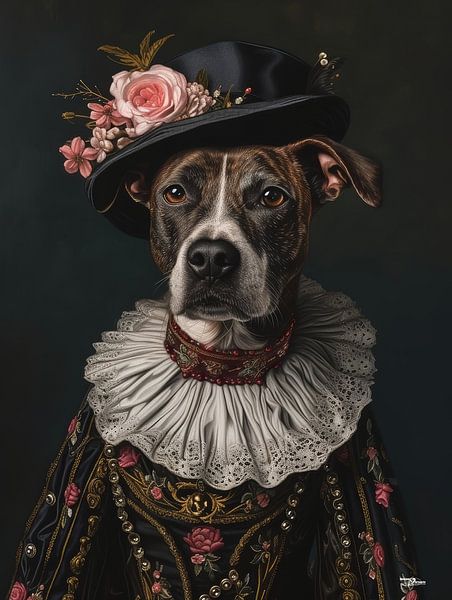 Hund in viktorianischem Kleid von Gelissen Artworks