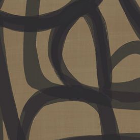 Japandi Brush Stroke Flow #2 | Brown Black van Bohomadic Studio