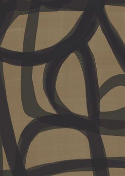 Japandi Brush Stroke Flow #2 | Brown Black van Bohomadic Studio