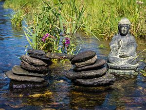 Pierres d'équilibre avec Bouddha en arrière-plan Bien-être sur Animaflora PicsStock