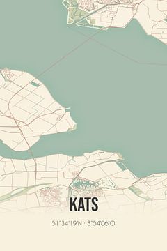 Vintage landkaart van Kats (Zeeland) van Rezona
