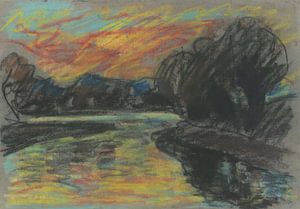 Fluss in einem dunklen Weidenhain (1929) von Zoltán Palugyay