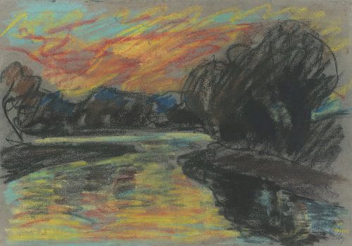 Rivier in een donker wilgenbos (1929) van Zoltán Palugyay