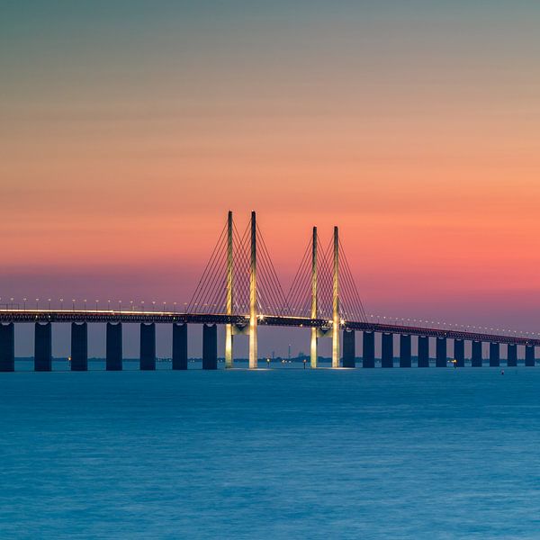Sonnenuntergang an der Öresundbrücke, Malmö, Schweden von Henk Meijer Photography