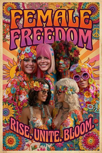 flowerpower vrouw met bloemen female freedom