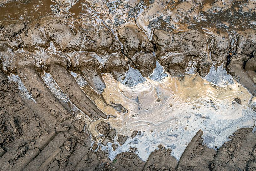Traces de tracteur dans la boue par Ruud Morijn