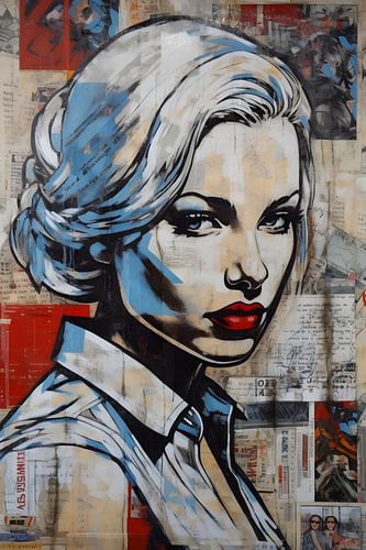 Beautiful Woman in Mixed Media & Pop Art (La belle femme dans les médias mixtes et le pop ar