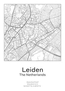 Stads kaart - Nederland - Leiden van Ramon van Bedaf