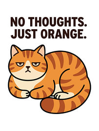 Funny Orange Cat Illustration No Thoughts Just Orange by cr8image
