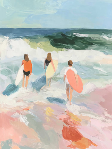 Surfer am Strand – Küsten- und Ozeankunst