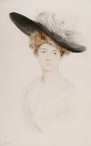 Paul César Helleu - Porträt einer Frau mit Hut