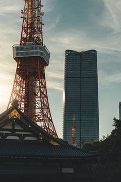 Toren van Tokio bij zonsondergang II van Endre Lommatzsch