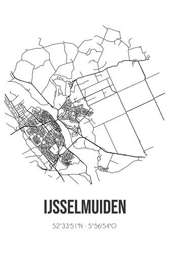 IJsselmuiden (Overijssel) | Karte | Schwarz und Weiß