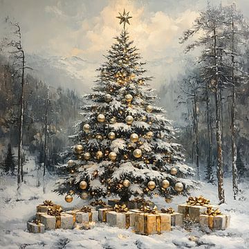 Christmas tree | Christmas Tree in Snow by Abstract Painting