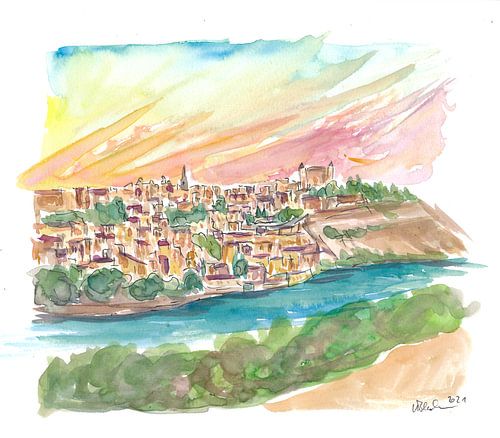 Sonnenuntergang über der Altstadt von Toledo in Spanien