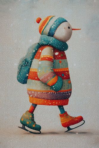 Schneemann | Schlittschuh laufender Schneemann