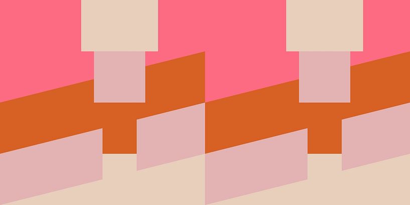 Paysage géométrique moderne abstrait et minimaliste dans un style rétro I par Dina Dankers