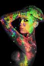 Miley Cyrus Modernes abstraktes Porträt in Neonfarben von Art By Dominic Miniaturansicht