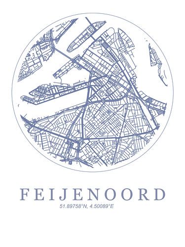 Plattegrond wijk Feijenoord Blauw