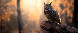 Owl in the misty forest light by Poster Art Shop