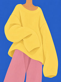 Woman in a Yellow Sweater and Pink Trousers by Mosaic Dialogue