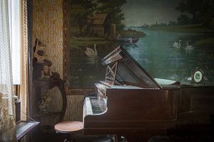 Klavier im Wohnzimmer voller Antiquitäten von Perry Wiertz