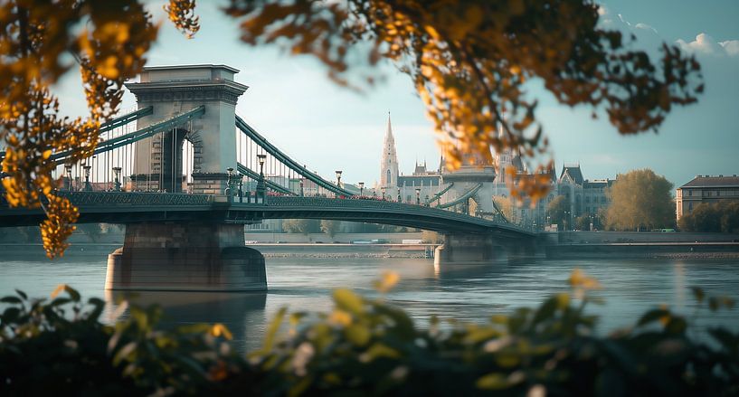 Elegante Brücke, Flussüberquerung von fernlichtsicht