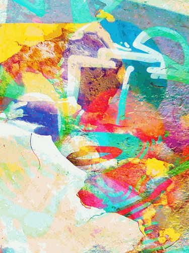 Œuvres d'art numériques modernes et abstraites en orange, jaune et bleu