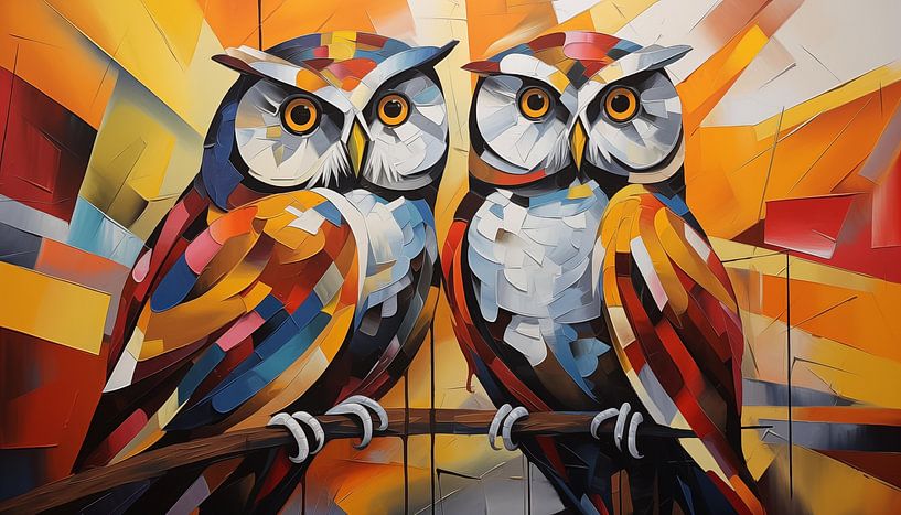 Abstracte uilen artistiek panorama van TheXclusive Art