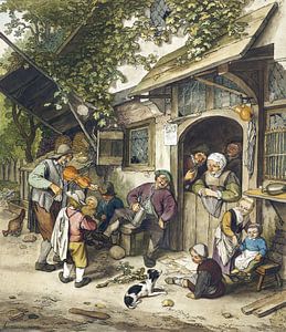 Violine mit Spieler vor einem Café, Cornelis Ploos van Amstel (ca. 1766-1770)