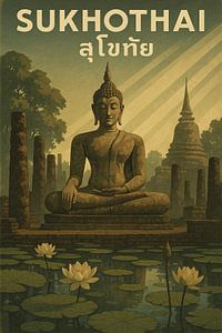 Sukhothai Lotus Reflexionen - Ancient Thai Gelassenheit Kunstdruck