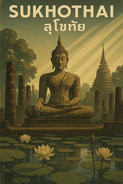 Sukhothai Lotus Reflections - Ancienne sérénité thaïlandaise Art Print