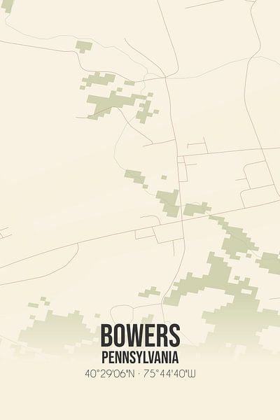 Vintage map of Bowers (Pennsylvania), USA. by Prints of Place