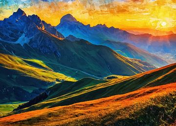 Zonsopgang boven de rots Cinque Torri Italië van MIROKKU
