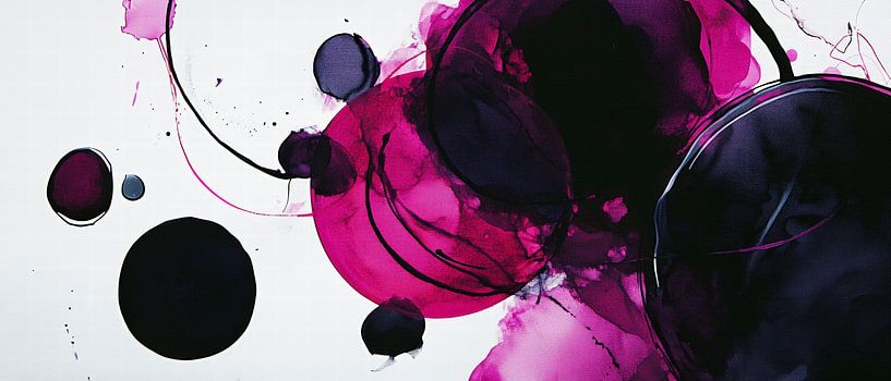 Cercles d'aquarelle en violet et noir par Poster Art Shop