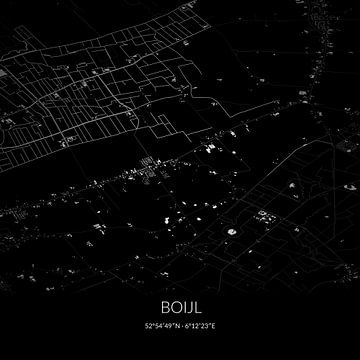 Black-and-white map of Boijl, Fryslan. by Rezona