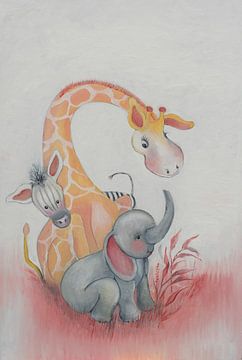 Girafe, éléphant et zèbre : de gentils petits animaux sur Anne-Marie Somers
