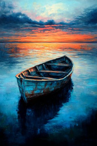 Boot in de zonsondergang