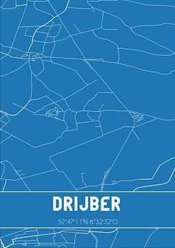 Blauwdruk | Landkaart | Drijber (Drenthe) van MijnStadsPoster