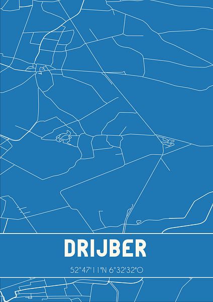 Blueprint | Carte | Drijber (Drenthe) par Affiches de lieux